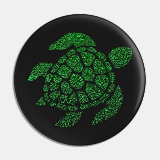 Green Sea Faux Glitter Turtle Pin