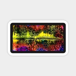 City Lights on the Water Colorful Abstract Magnet