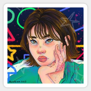 Squid games Hoyeon Jung Kang Sae-byeok artistic portrait Sticker