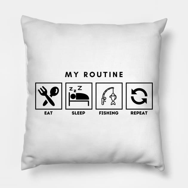 My Routine Eat Sleep Fishing Repeat Pillow by Qibar Design