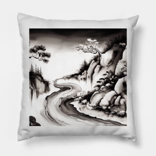an oriental landscape painting Pillow