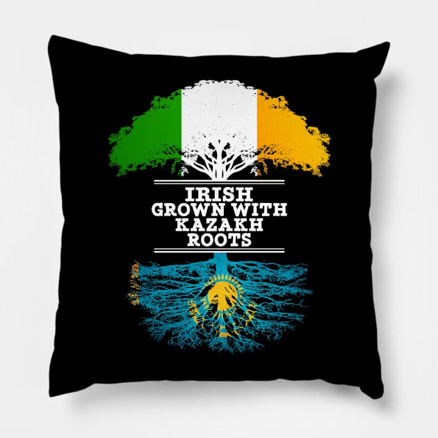 Irish Grown With Kazakh Roots - Gift for Kazakh With Roots From Kazakhstan Pillow by Country Flags