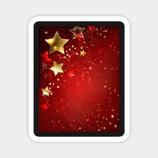 Gold Stars on a Red Background Magnet