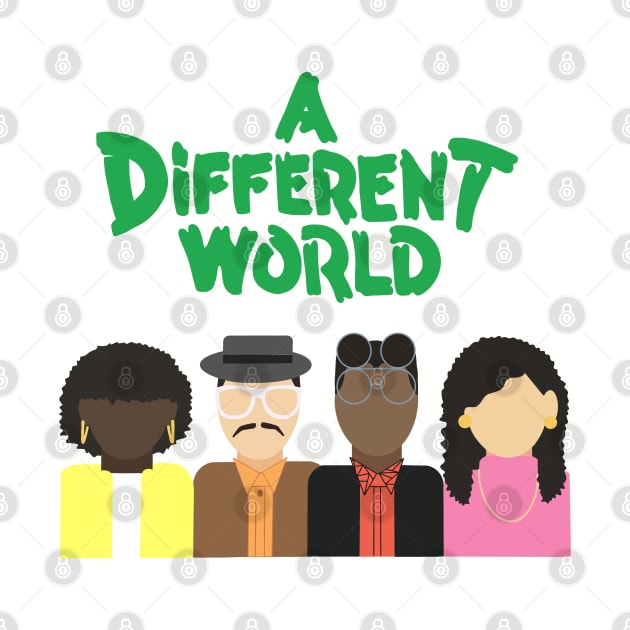 Mens Womens A Different World text green by tekolier