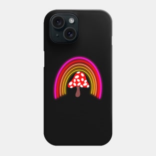 Glowing mushroom under glowing rainbow Phone Case