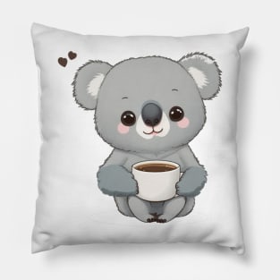 cute koala bear with coffee Pillow