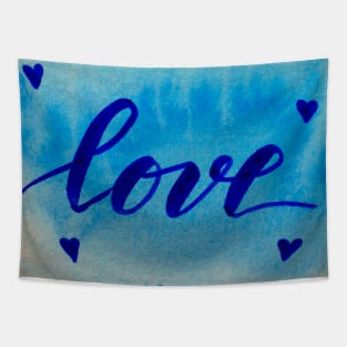 Valentine's Day Watercolor Love – blue Tapestry