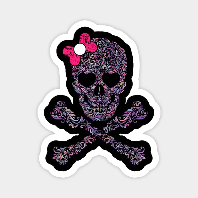 CUTE SKULL PINK BOW Magnet by Xonmau