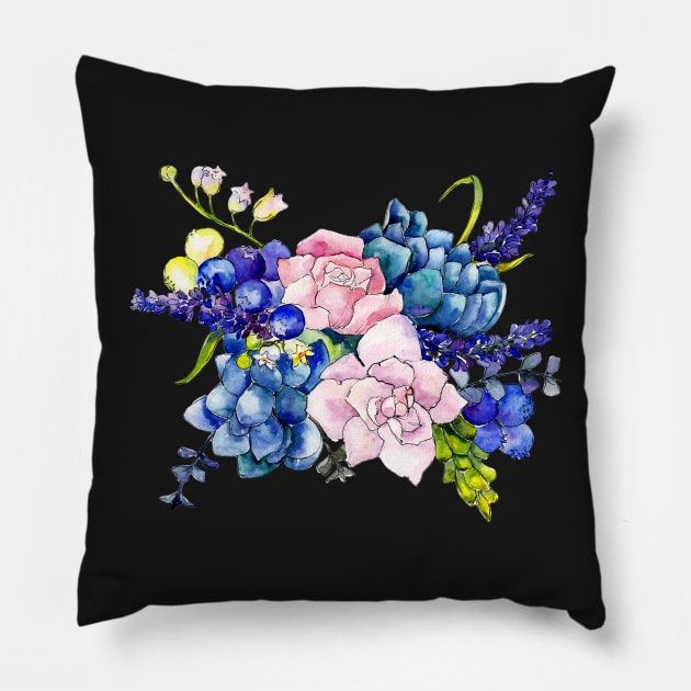 Pretty Floral Flower Pattern Blue Purple Pink Cute Social Distancing Face Mask Pillow by gillys