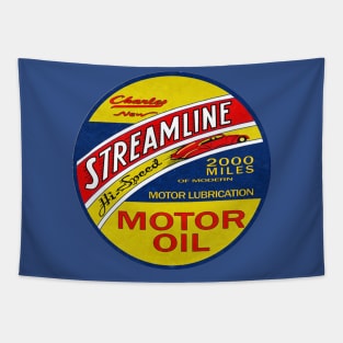 Retro Streamline Motor Oil Sign Tapestry