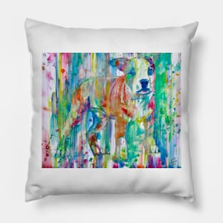 PUPPY PIT BULL STANDING - watercolor portrait Pillow