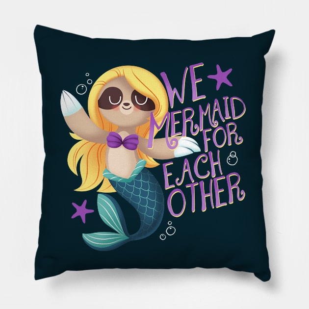 We Mermaid for Each Other Pillow by Kuitsuku