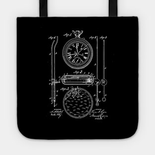 Stop Watch Vintage Patent Drawing Tote