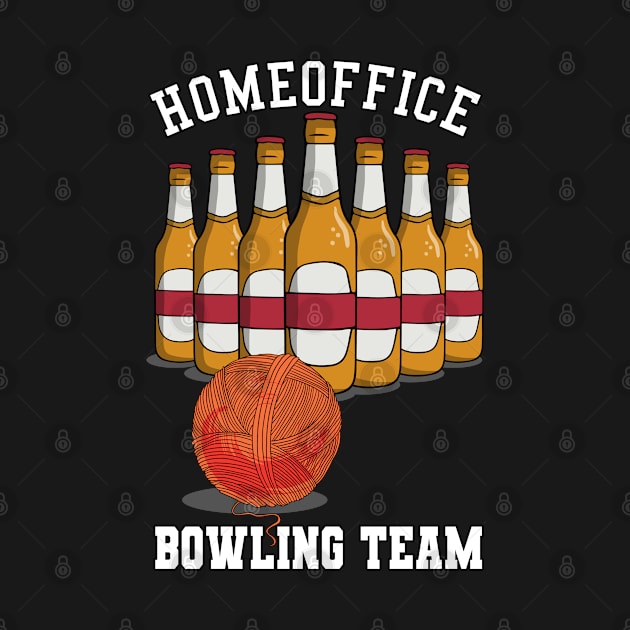 Homeoffice Bowling Team Bier Flaschen Wollknäuel by auviba-design