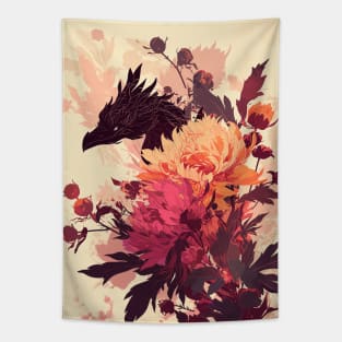 Dragon hiding in the flowers Tapestry