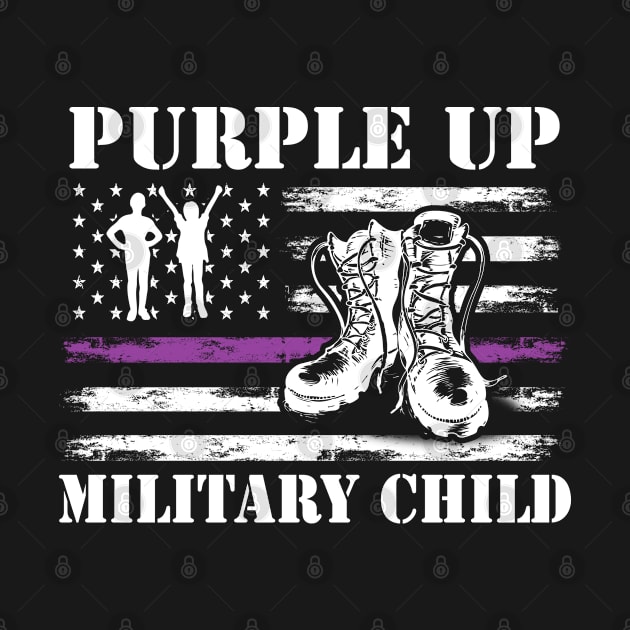 Purple Up Shirts Military Child Kids Army Dad US Flag Retro by Shaniya Abernathy