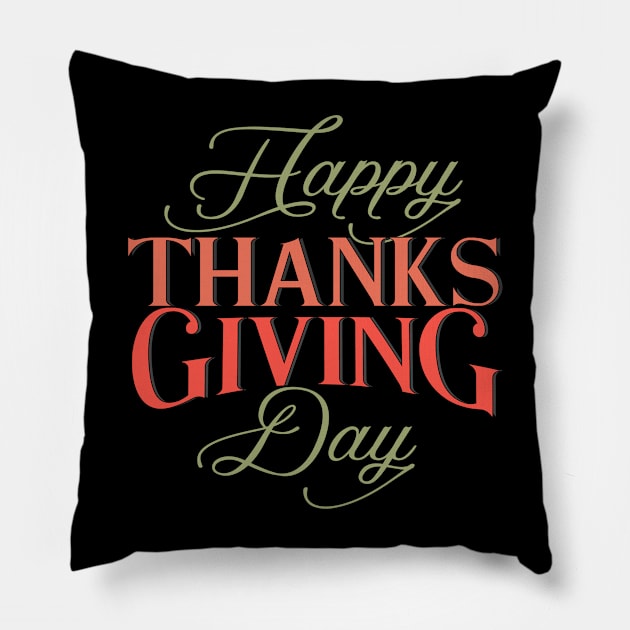 Happy Turkey Day Shirt Cute Little Pilgrim Gift Thanksgiving Pillow by The Design Catalyst