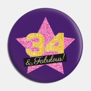 34th Birthday Gifts Women Fabulous - Pink Gold Pin