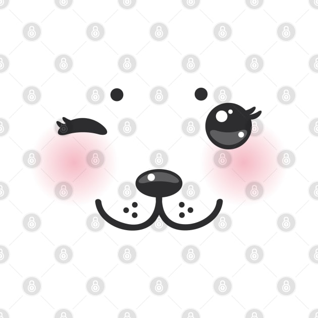 Kawaii funny cat muzzle with pink cheeks and winking eyes (4) by EkaterinaP