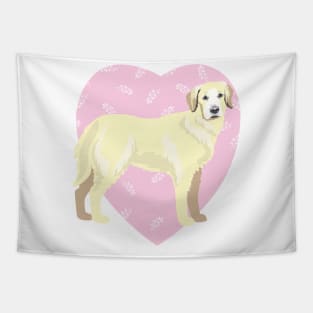 Golden Retriever Dog & Pink Heart Tapestry