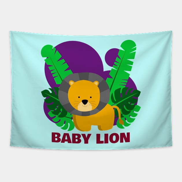 Baby Lion | Cute Baby Lion Kids Tapestry by KidsKingdom