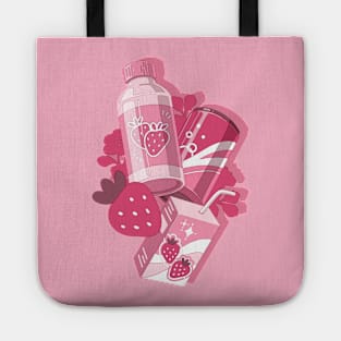 The cute pink set ofthe delecious strawberry drinks Tote