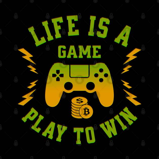 life is a game, game controller, bitcoin by Yurko_shop