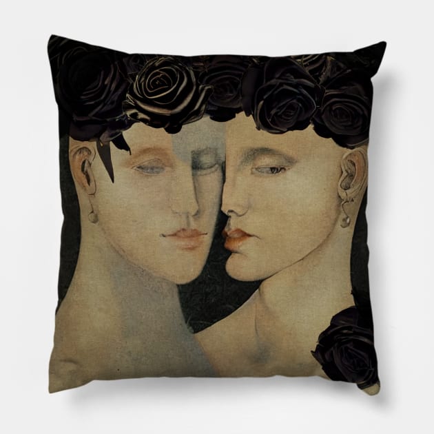 Dark twins with black roses Pillow by AnnArtshock