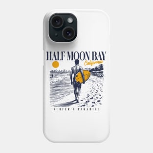 Vintage Surfing Half Moon Bay, California // Retro Surfer Sketch // Surfer's Paradise Phone Case