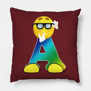 Letter A Alphabet Smiley Monogram Face Emoji Shirt for Men Women Kids Pillow