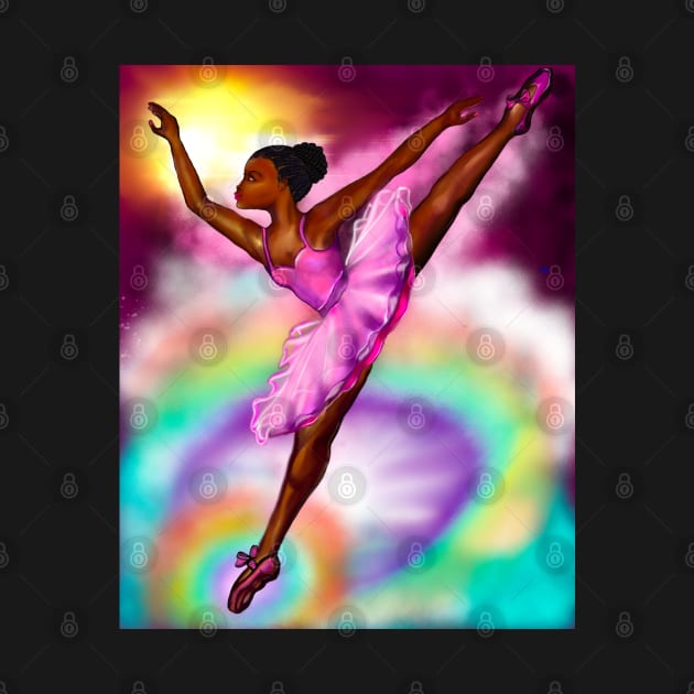 Black ballerina with corn rows and sky background   ! beautiful  black girl with Afro hair and dark brown skin wearing a pink tutu.Hair love ! by Artonmytee