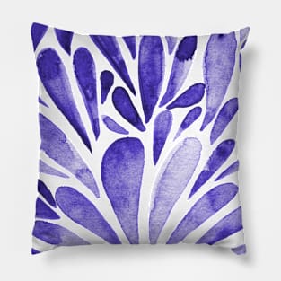 Watercolor artistic drops -electric blue Pillow