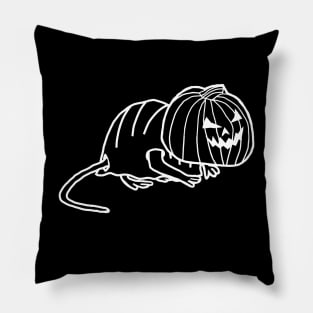 Minimal White Line Cute Rat Wearing Halloween Horror Costume Pillow