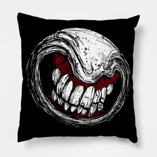 Gnarly Smiley Moon Pillow