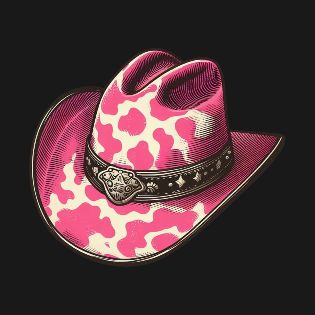 Pink cow print cowboy hat by PinScher