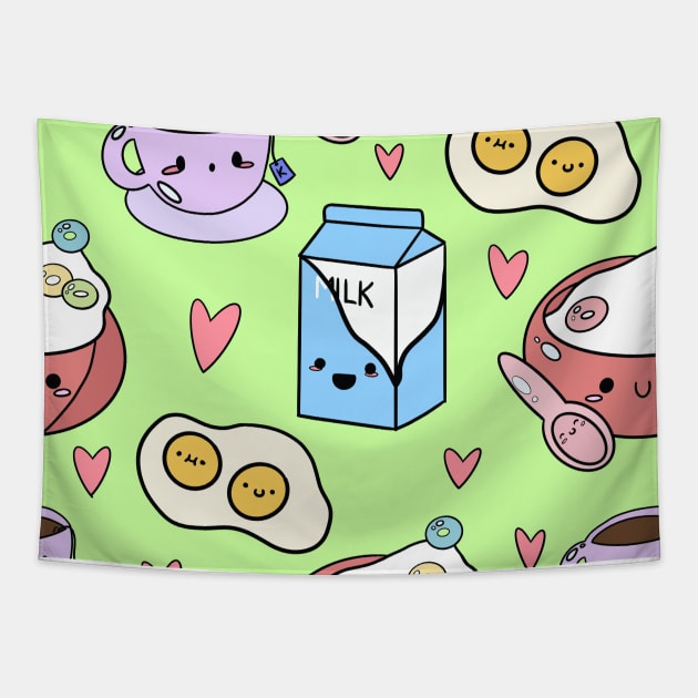 Kawaii Breakfast-mint Tapestry by SturgesC