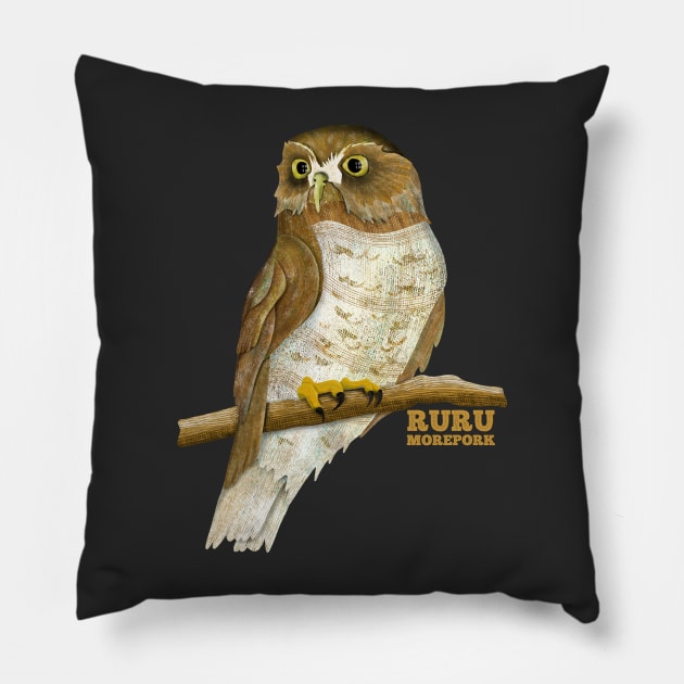 Morepork Ruru NZ Owl Pillow by mailboxdisco