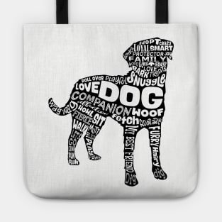 Dog Silhouette Word Cloud (Black) Tote