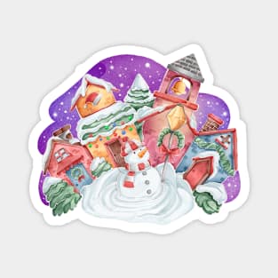 Watercolor Christmas Hand Drawn Magnet