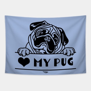 Heart My Pug, Pug Portrait Tapestry