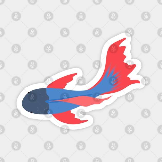 Frilly blue red tailed fish Magnet by Zephon