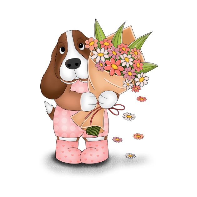 Dog brings beautiful flowers by Athikan