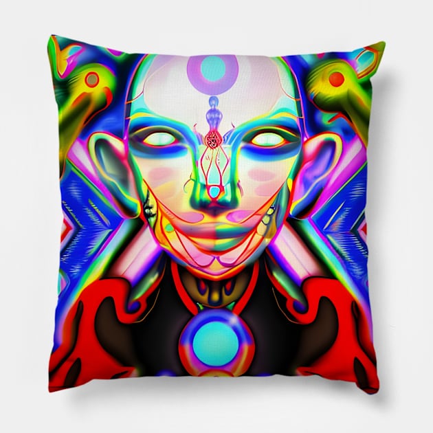 Dosed in the Machine (29) - Trippy Psychedelic Art Pillow by TheThirdEye