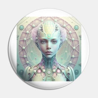 Portrait in Pastel Colors of A Fractal Robot Pin