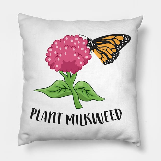 Monarch Butterfly Plant Milkweed Cute Monarch Butterfly Pillow by EQDesigns