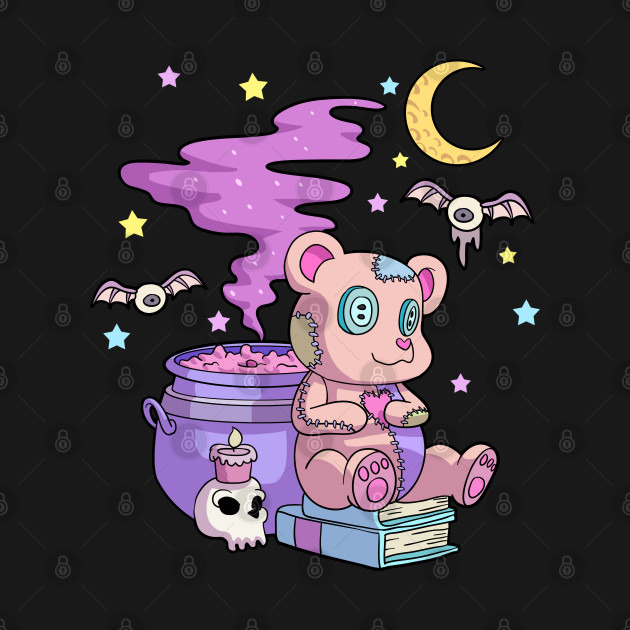 Disover Kawaii Pastel Goth Cute Creepy Bear Witch Voodoo Doll Skull - Kawaii Cute Bear Pastel Goth Paste Melo - T-Shirt