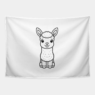 Cute Baby Llama Animal Outline Tapestry