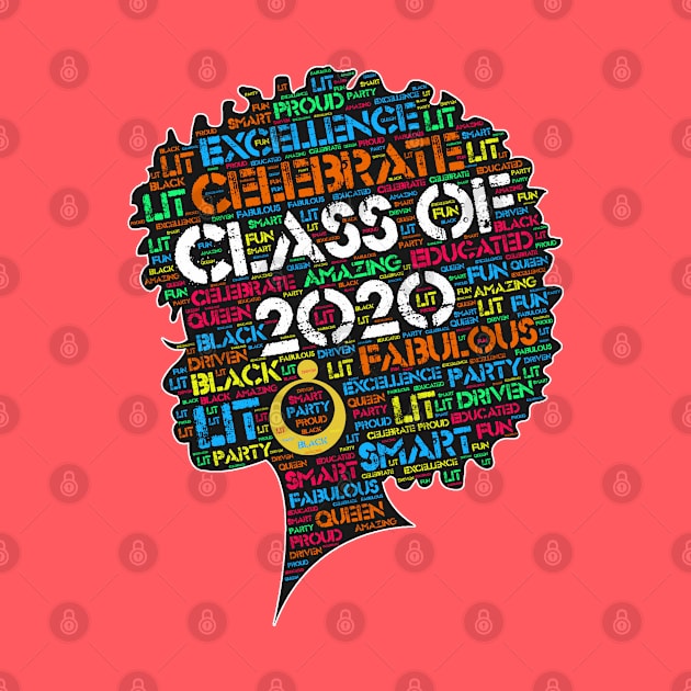 Class of 2020 Black Woman Afro Words by blackartmattersshop