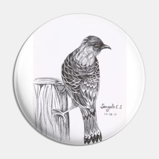 Bird pen art Pin