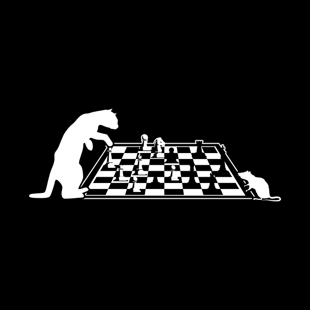 Cat And Mouse Playing Chess Board by shirtsyoulike